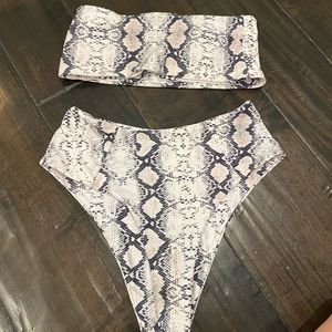 Amazon grey snake swimsuit high waisted